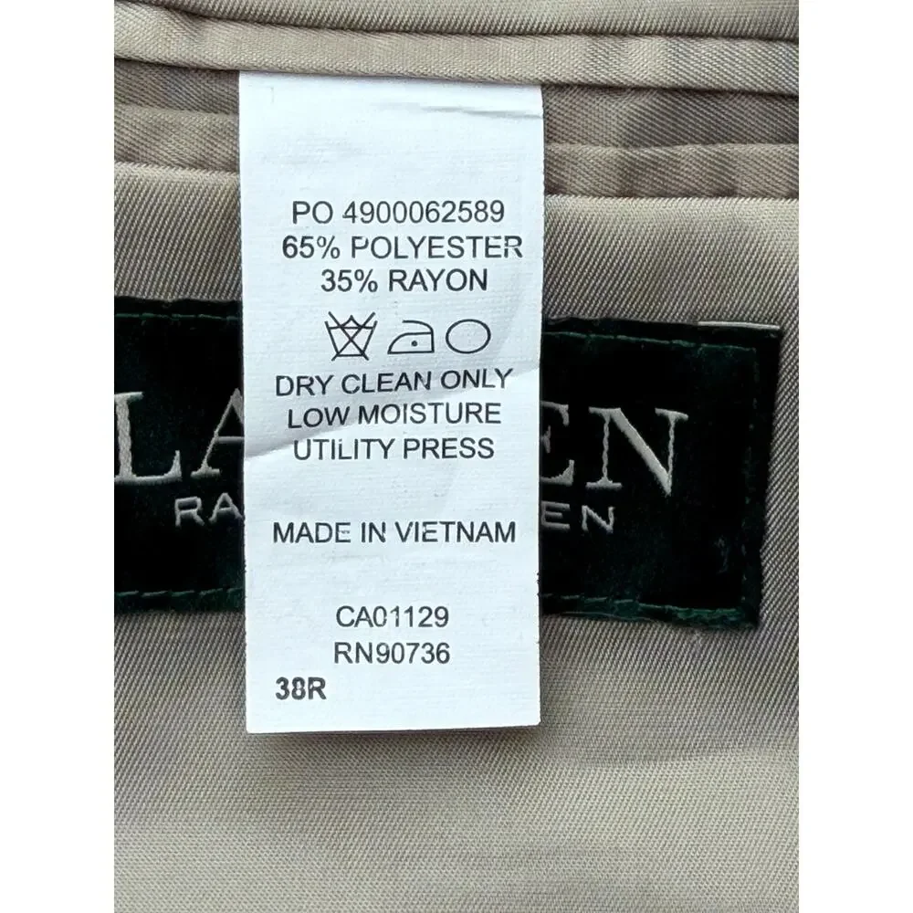 Lauren Ralph Lauren Mens 38R Gray Glen Plaid Blazer Sport Coat Prince Wales